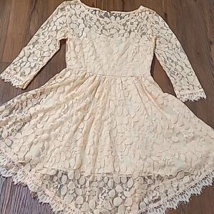 free people long sleeve‎ beige lace dress used good condition.